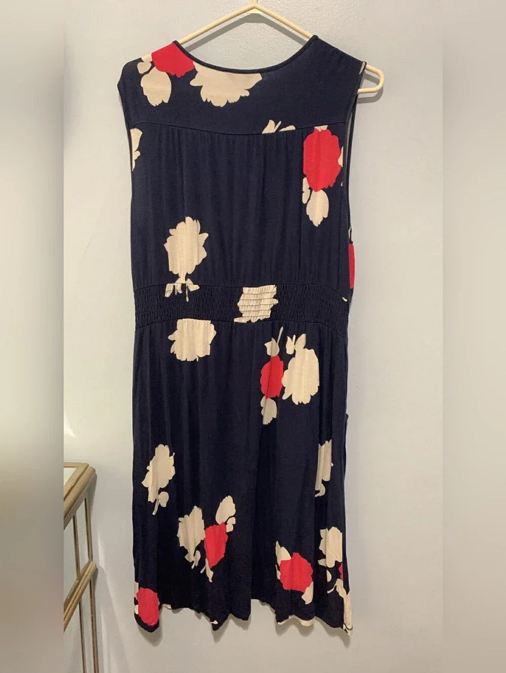 Denver Hayes Navy Sleeveless Wrap Dress with Red & Cream Floral - Picture 6 of 6